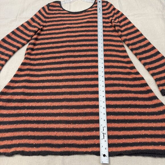 Free People Striped Black & Orange Long-Sleeve A-Line Knit Dress PS - Picture 8 of 15